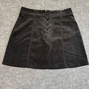 Forever 21 Corduroy Mini Skirt Lace Up Front Zip Back Women's Medium